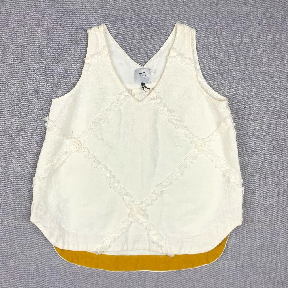 HD in Parish Fringe Trim Lattice Linen Tank